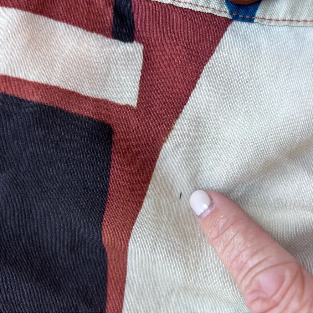 Eva Franco Ulani Tiered Mini Dress in Shasta. 6. Bold. Art to wear. V neck. USA - Picture 13 of 16